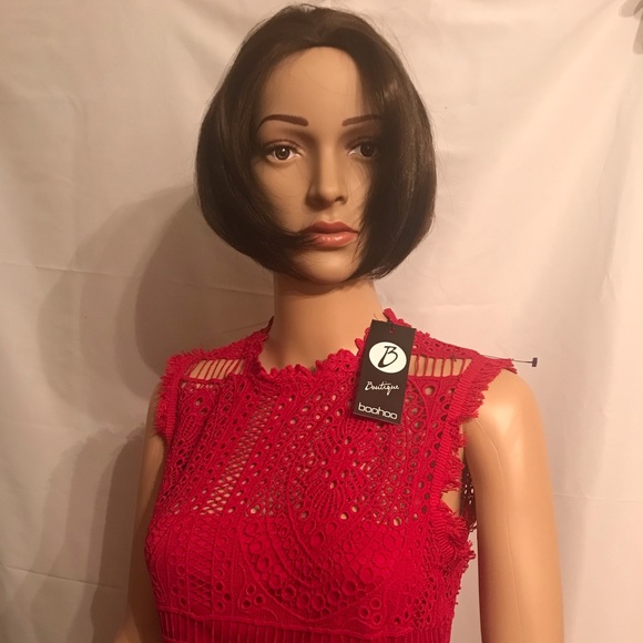 Red Lace Midi Dress - Picture 1 of 10